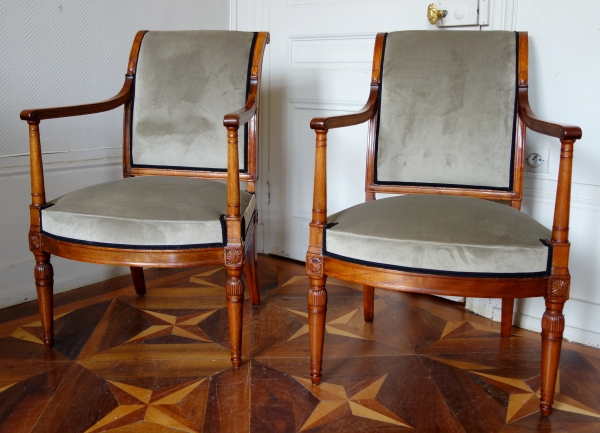 Série de 4 fauteuils attribués à Jacob, mobilier de salon d'époque Directoire en acajou