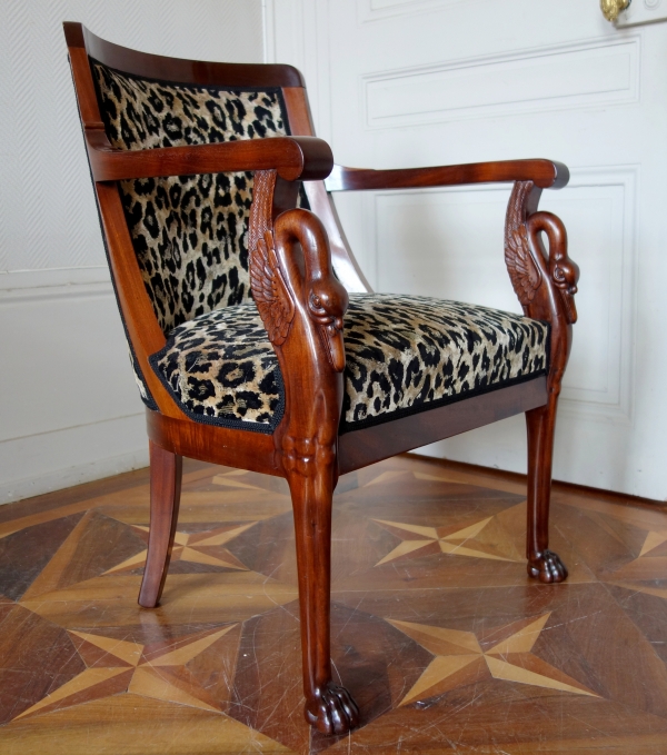 Mobilier de salon, suite de 4 fauteuils gondoles d'époque Consulat par Jacob Frères