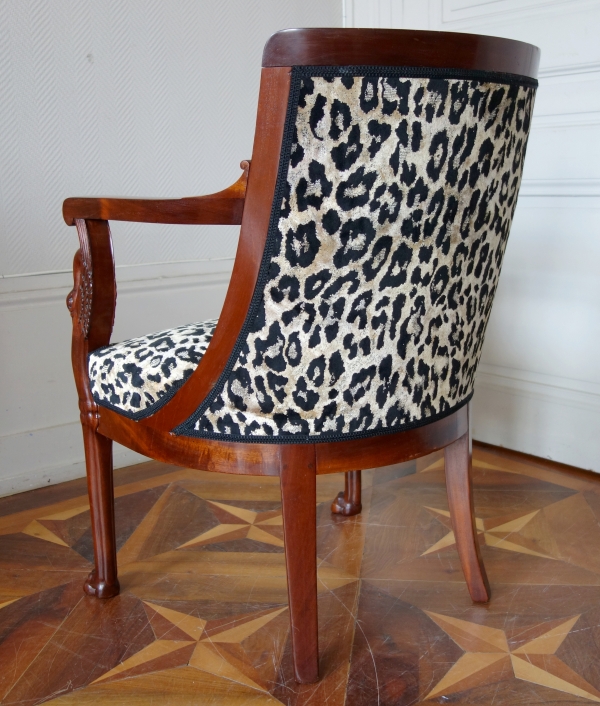 Mobilier de salon, suite de 4 fauteuils gondoles d'époque Consulat par Jacob Frères
