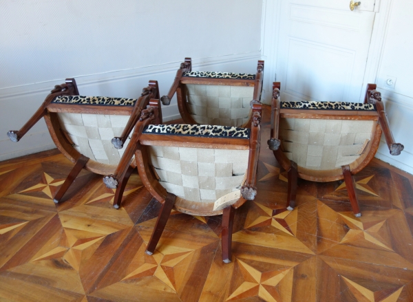 Jacob Freres : 4 Empire mahogany armchairs, early 19th century circa 1803 - 1805