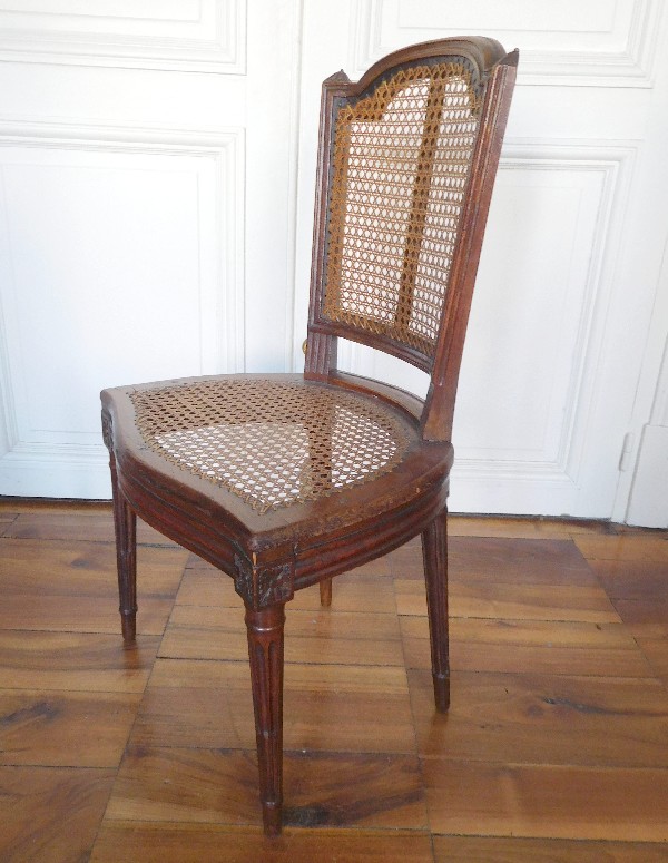 6 Louis XVI dining room caned chairs, 18th century