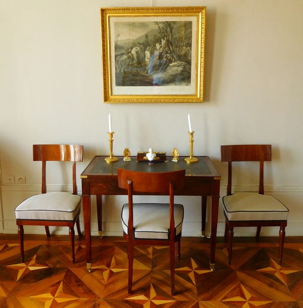 6 French Directoire mahogany chairs, late 18th century - attributed to Jacob