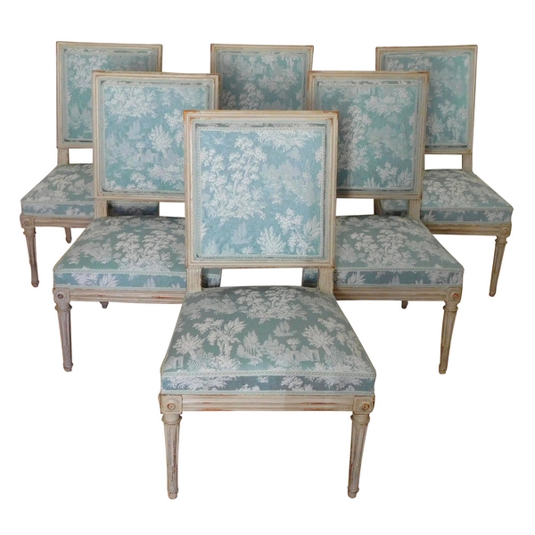 Set of 6 Louis XVI chairs, late 18th century, stamped Delaisement