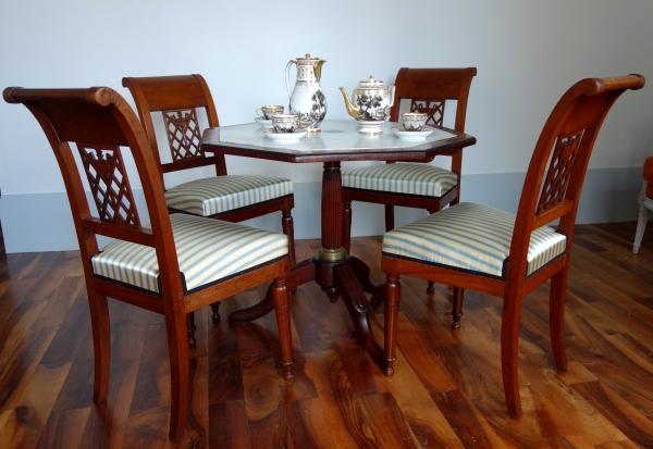 6 French Directoire mahogany chairs, late 18th century