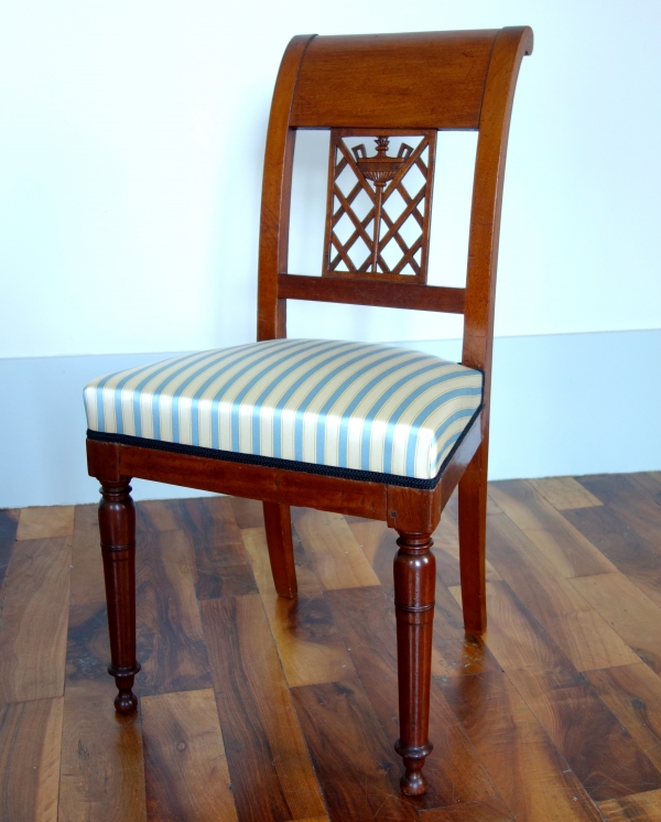 6 French Directoire mahogany chairs, late 18th century