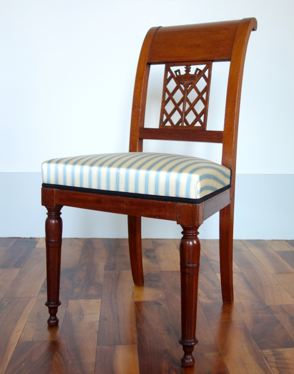 6 French Directoire mahogany chairs, late 18th century