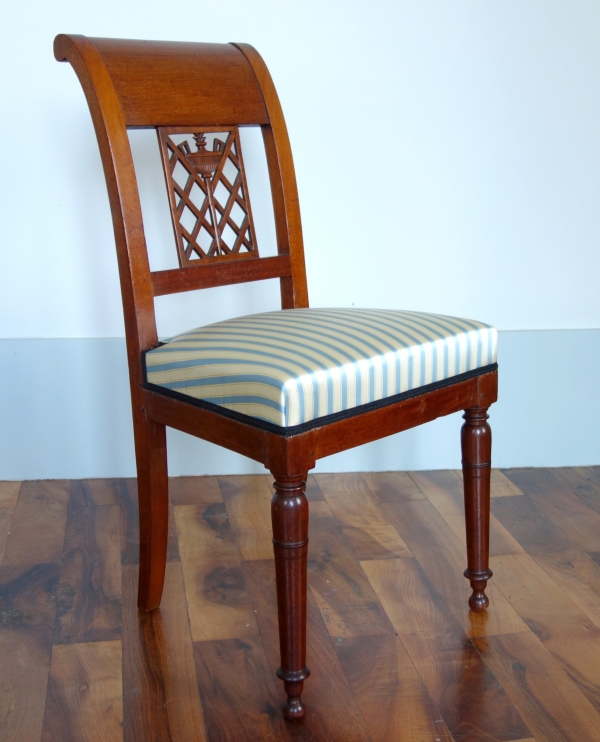 6 French Directoire mahogany chairs, late 18th century