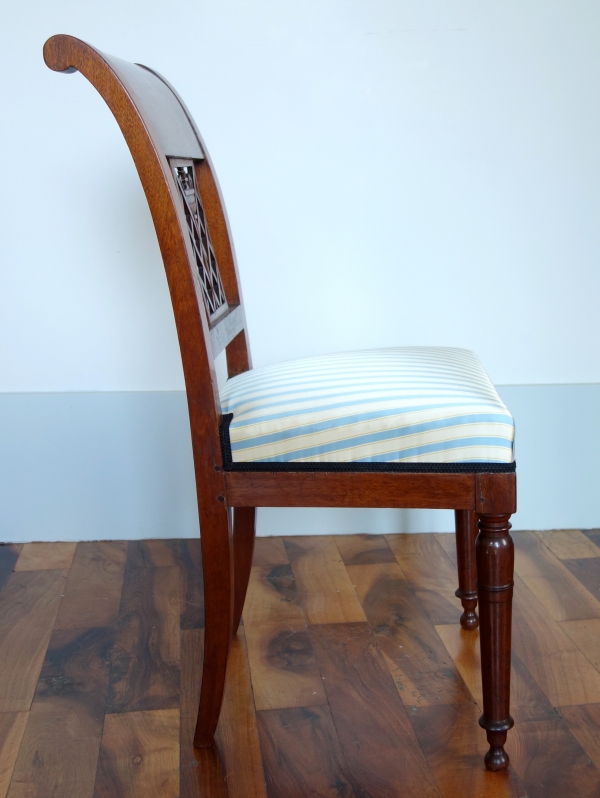 6 French Directoire mahogany chairs, late 18th century