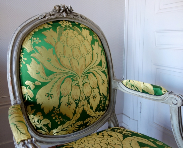Pierre Brizard : série de 6 fauteuils à châssis d'époque Louis XVI - estampille 