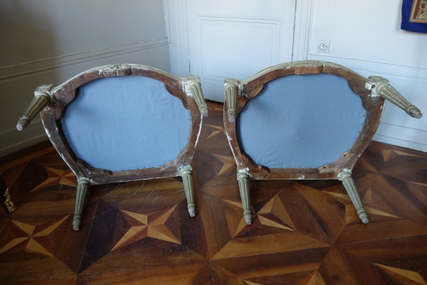 Pierre Brizard : série de 6 fauteuils à châssis d'époque Louis XVI - estampille 