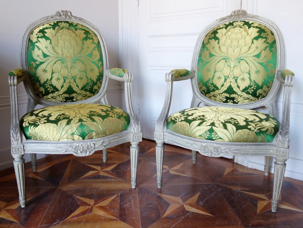 Pierre Brizard : série de 6 fauteuils à châssis d'époque Louis XVI - estampille 