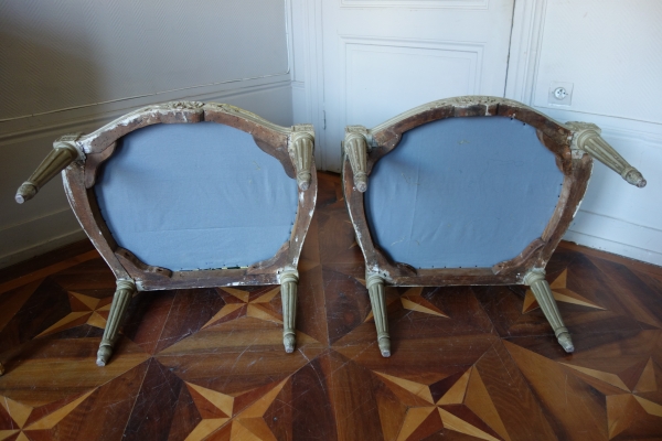 Pierre Brizard : série de 6 fauteuils à châssis d'époque Louis XVI - estampille 