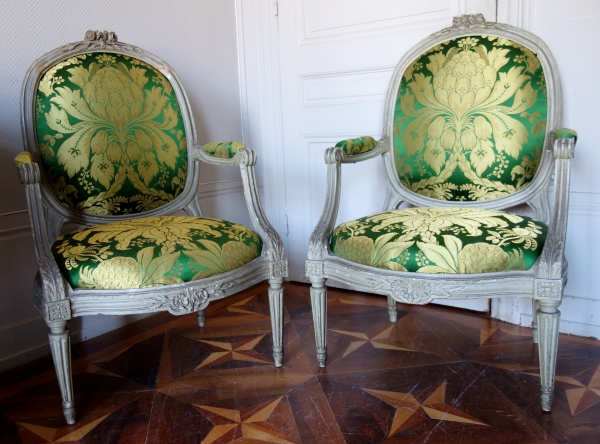 Pierre Brizard : série de 6 fauteuils à châssis d'époque Louis XVI - estampille 