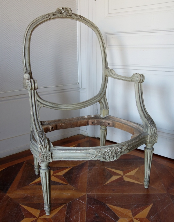 Pierre Brizard : série de 6 fauteuils à châssis d'époque Louis XVI - estampille 