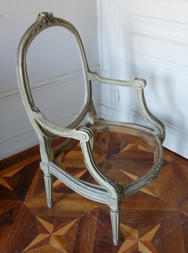 Pierre Brizard : série de 6 fauteuils à châssis d'époque Louis XVI - estampille 