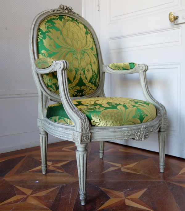 Pierre Brizard : série de 6 fauteuils à châssis d'époque Louis XVI - estampille 