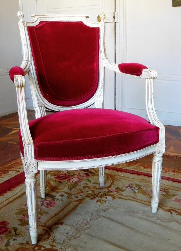 6 Louis XVI cabriolet armchairs stamped Roussens - 18th century