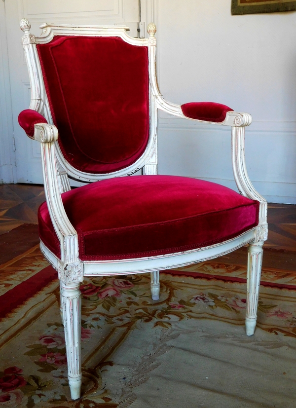 6 Louis XVI cabriolet armchairs stamped Roussens - 18th century