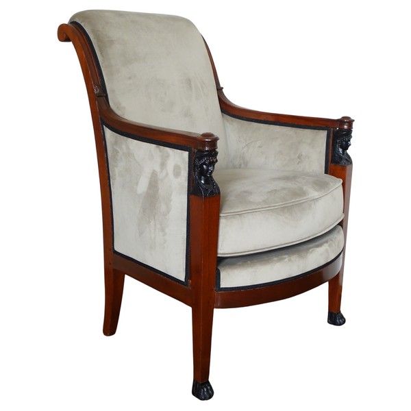 Empire mahogany bergere attributed to Demay, Consulate period circa 1800