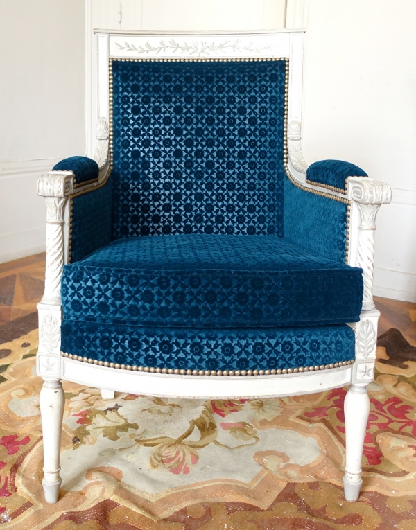 Directoire lacquered wing chair / bergere, late 18th century