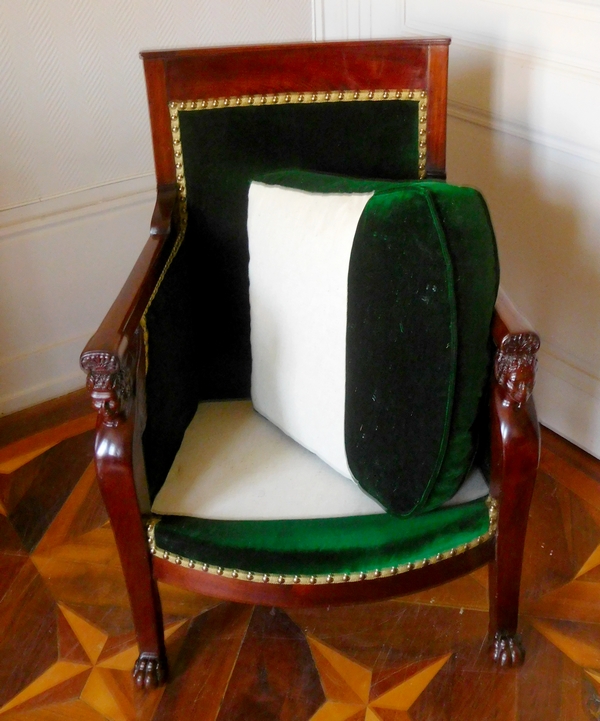 Bergère - fauteuil de bureau d'époque Consulat en acajou attribuée à Jacob Frères