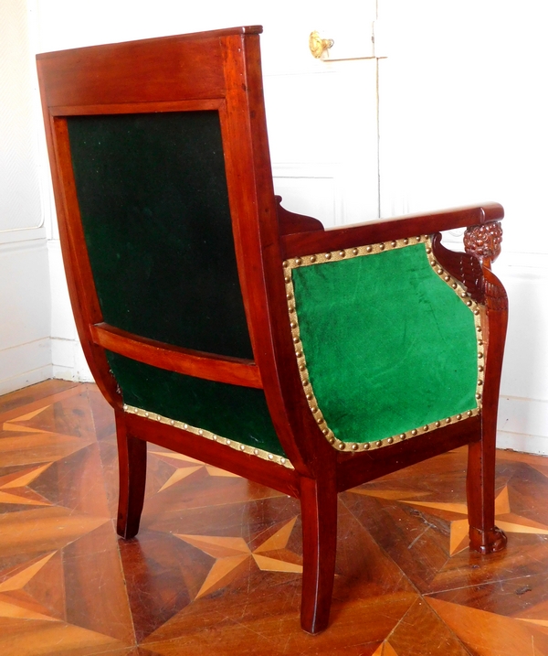 Bergère - fauteuil de bureau d'époque Consulat en acajou attribuée à Jacob Frères