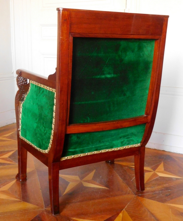 Bergère - fauteuil de bureau d'époque Consulat en acajou attribuée à Jacob Frères