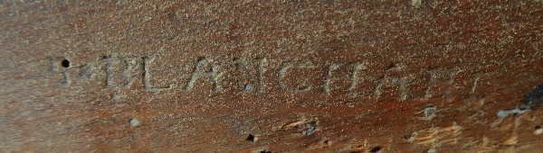 Bergère d'époque Louis XV en bois naturel sculpté estampille de Blanchard