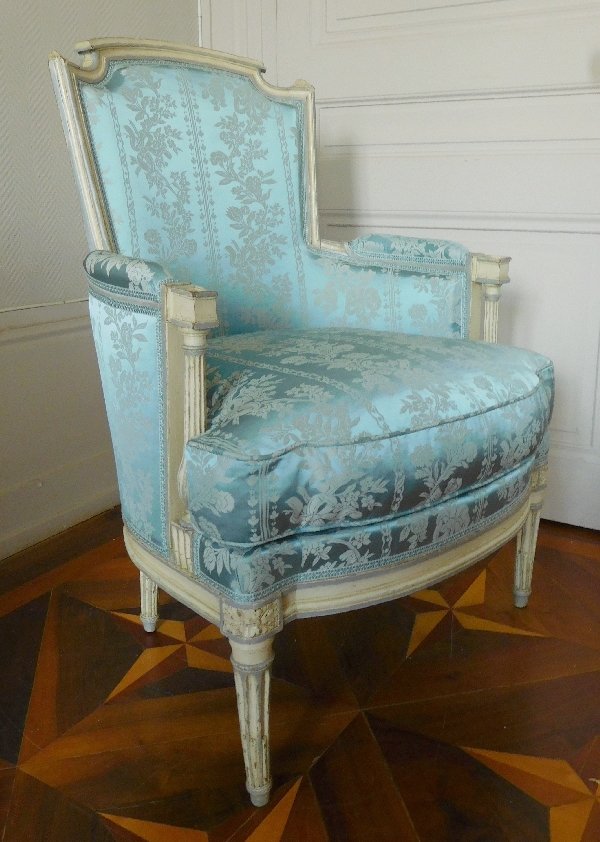 Bergère d'époque Louis XVI, à rapprocher de l'oeuvre de Boulard