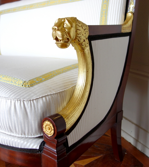 Empire mahogany, gilt wood and ormolu sofa, early 19th century