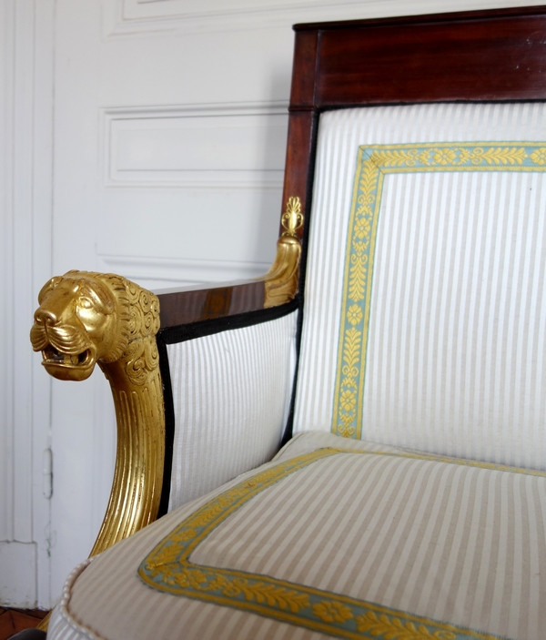 Empire mahogany, gilt wood and ormolu sofa, early 19th century