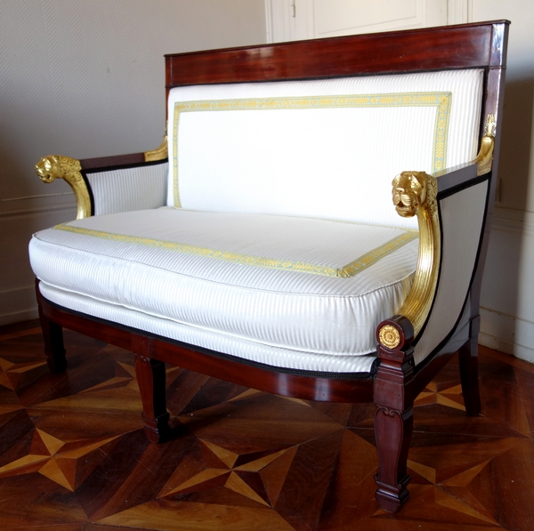 Empire mahogany, gilt wood and ormolu sofa, early 19th century