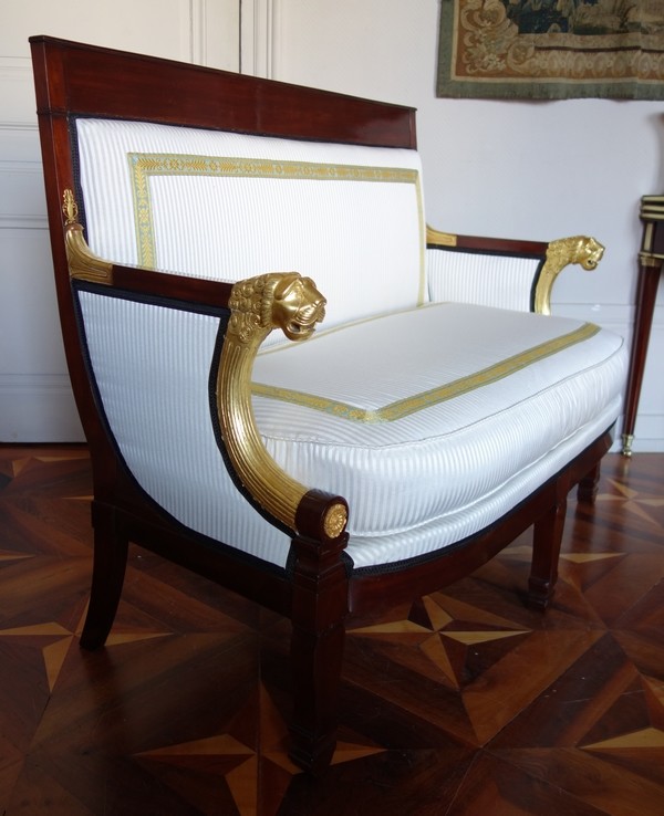 Empire mahogany, gilt wood and ormolu sofa, early 19th century