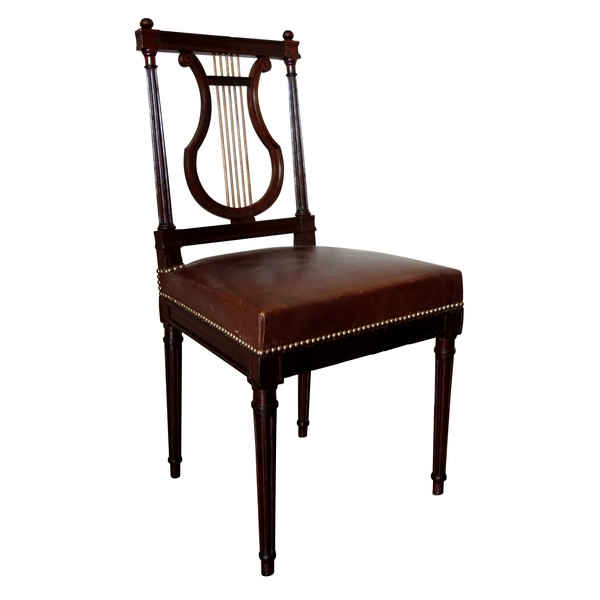 Mahogany lyre-back chair, Louis XVI production - 18th century