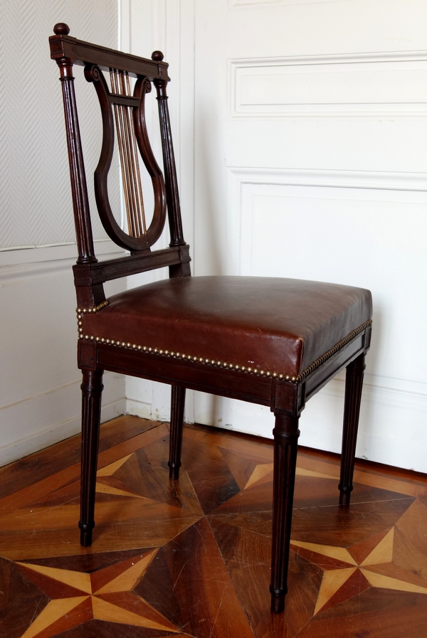 Mahogany lyre-back chair, Louis XVI production - 18th century