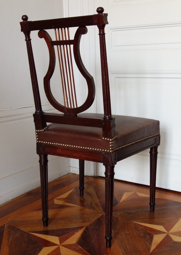 Mahogany lyre-back chair, Louis XVI production - 18th century