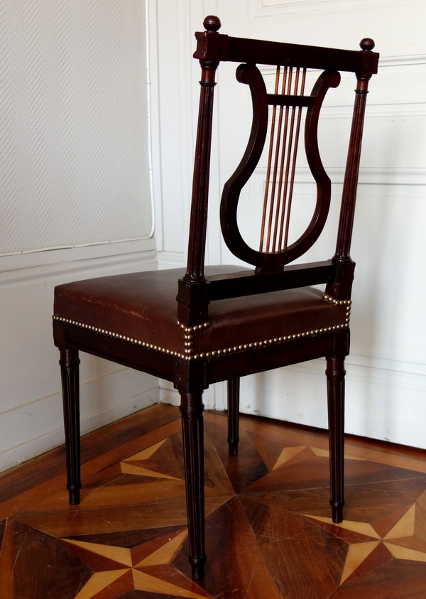 Mahogany lyre-back chair, Louis XVI production - 18th century