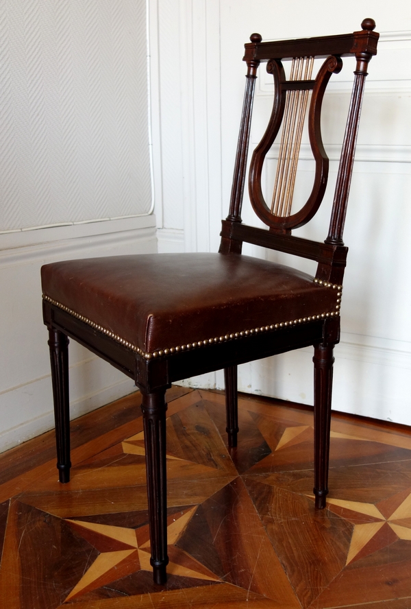 Mahogany lyre-back chair, Louis XVI production - 18th century
