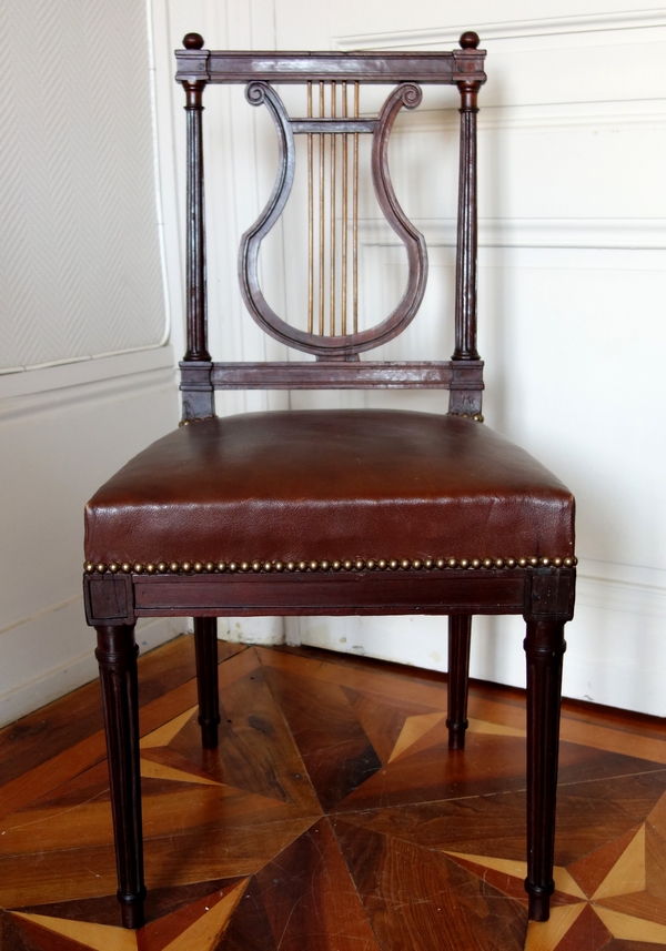 Chaise lyre en acajou, époque Louis XVI Directoire, collection Atlounian