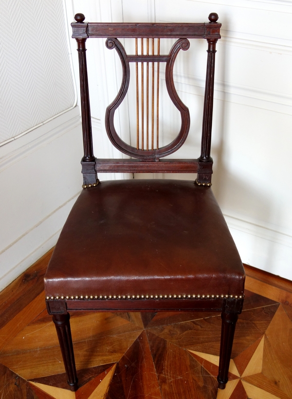 Mahogany lyre-back chair, Louis XVI production - 18th century