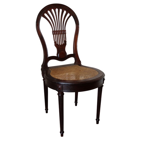 C Krier : mahogany chair, Louis XVI prodution - late 18th century circa 1790 - stamped