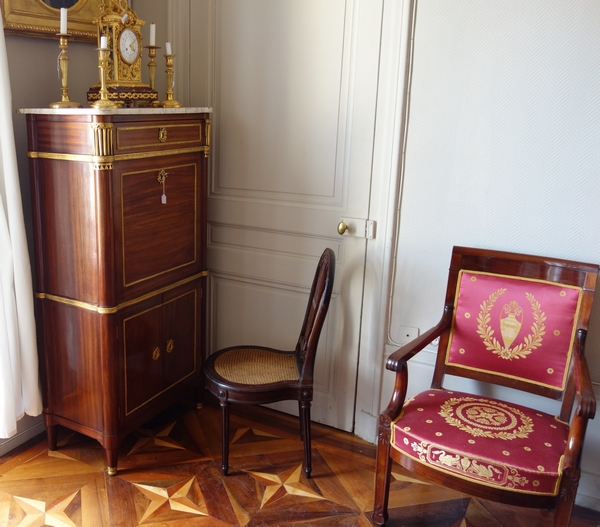 C Krier : mahogany chair, Louis XVI prodution - late 18th century circa 1790 - stamped