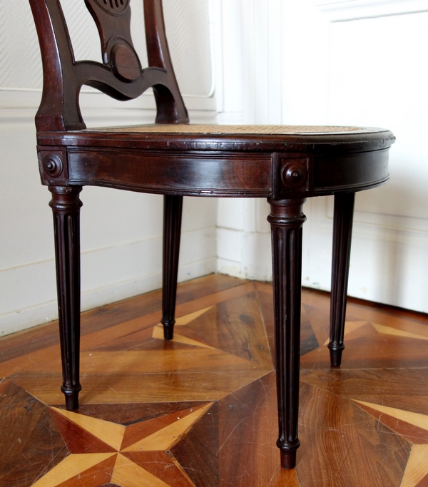 C Krier : mahogany chair, Louis XVI prodution - late 18th century circa 1790 - stamped