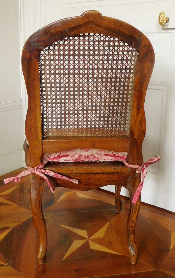 Louis XV caned chair, silk cushion, 18th century