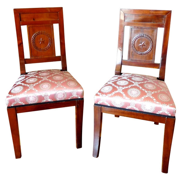 Pair of Consulate - Empire mahogany chairs - France circa 1800