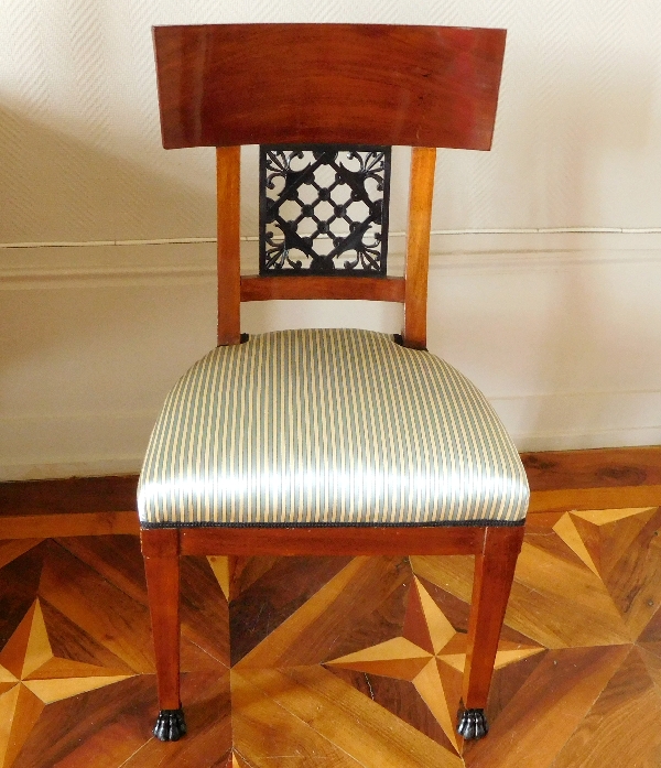 Pair of mahogany chairs, Consulate period, model of Tuileries Palace, circa 1800