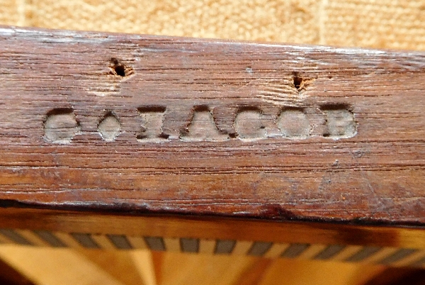 Georges Jacob : pair of mahogany Klismos-shaped chairs - stamped - circa 1790