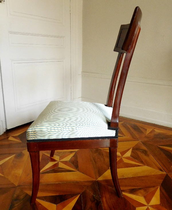 Georges Jacob : pair of mahogany Klismos-shaped chairs - stamped - circa 1790