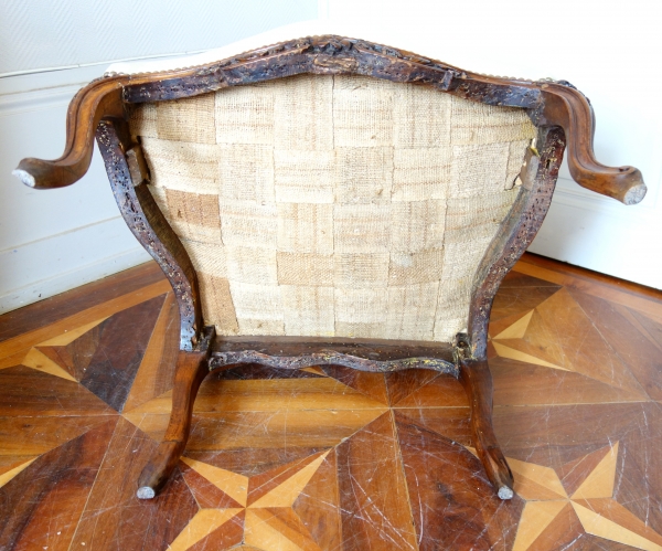 Louis XV walnut armchair attributed to Pierre Nogaret - 18th century circa 1850