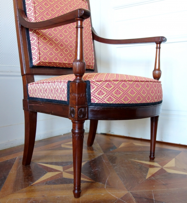 Georges Jacob : fauteuil de bureau en acajou d'époque Directoire - estampillé - couverture crin